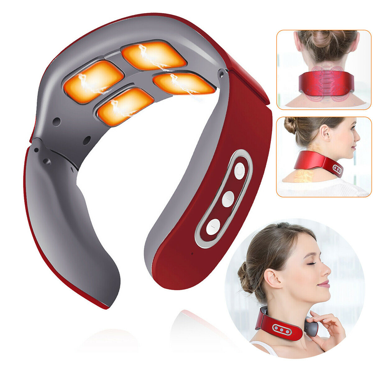 Image 1 - Electric Cervical Neck Pulse Massager Shoulder Muscle Relax Relieve Pain 4 Heads