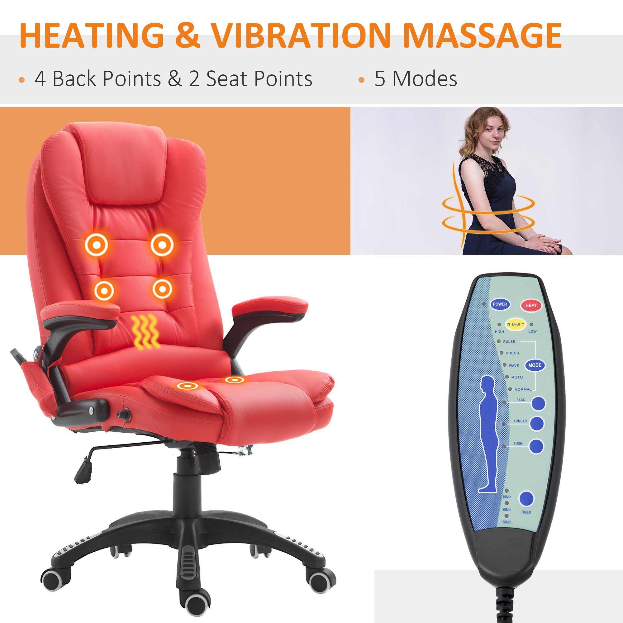 Image 39 - Home Office Computer Desk Massage Chair Executive Ergonomic Heated Vibrating