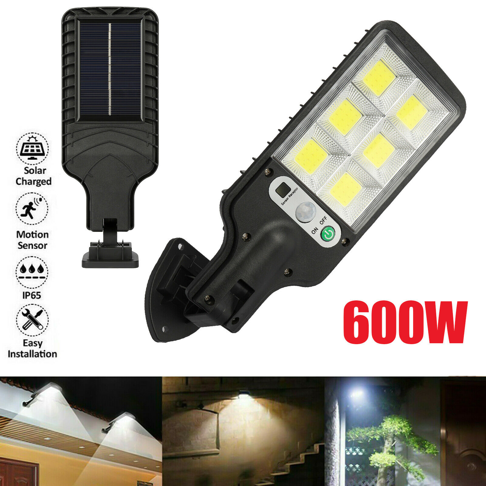 Image 24 - 6 PACK 600W LED Solar Street Wall Light PIR Motion Sensor Outdoor Garden IP65