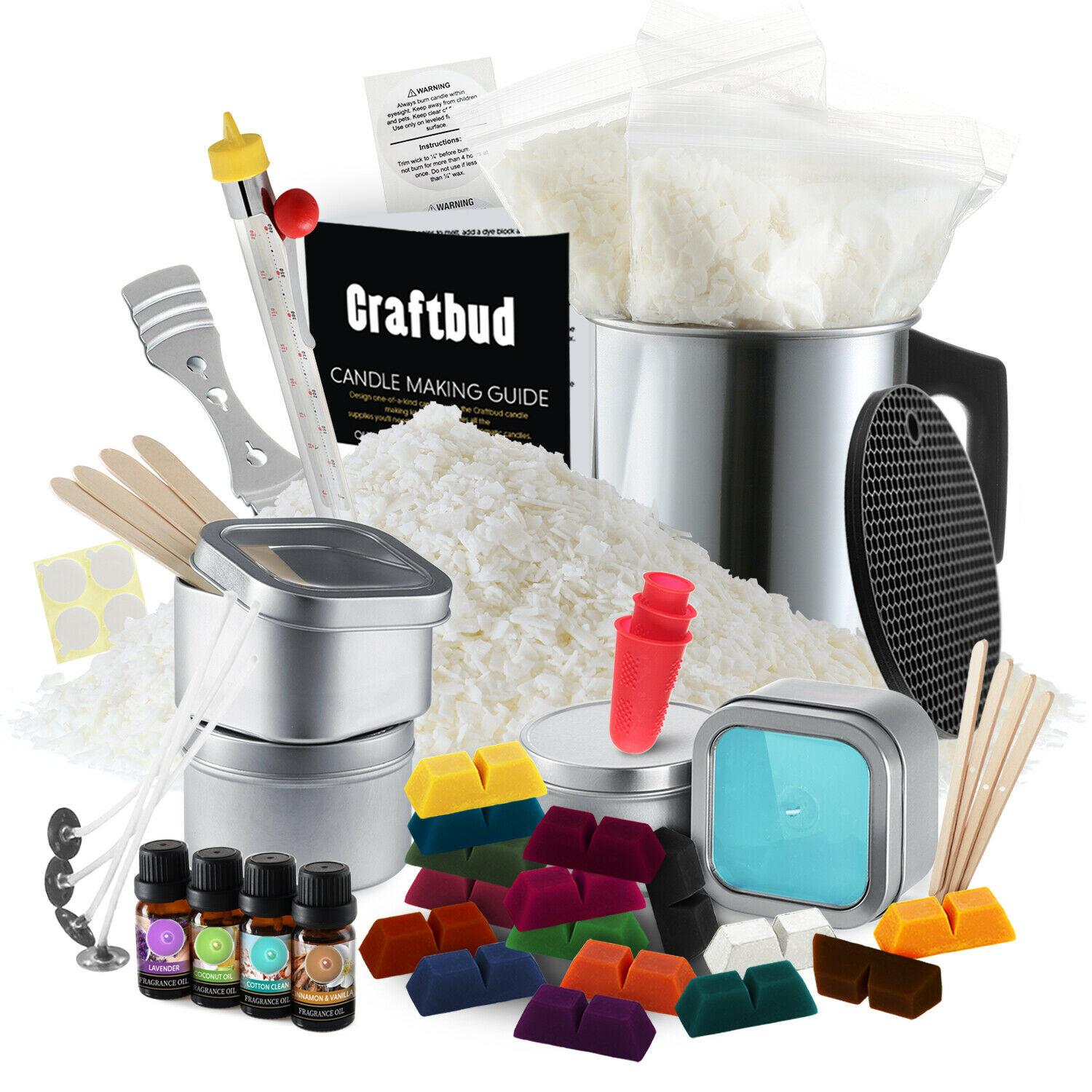 Image 1 - Candle Making Kit, Soy Wax Flakes, Wicks, Pitcher, Fragrance Oil, 16 Color Dyes