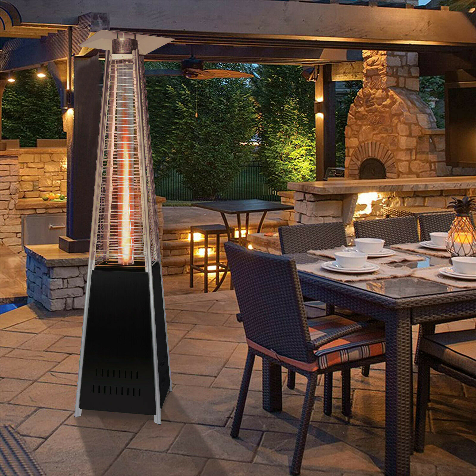 Image 1 - Patio Heater 42,000 BTU Pyramid Flame Outdoor Propane Space Heater With Covers