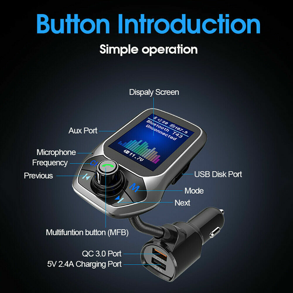 Image 4 - Bluetooth Car FM Transmitter MP3 Player Hands free Radio Adapter Kit USB Charger