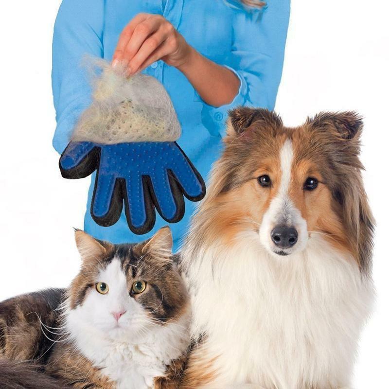 Image 2 - UPGRADED PAIR Pet Grooming Gloves Brush Dog Cat Fur Hair Removal Mitt Massage