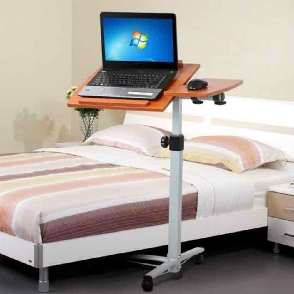 Image 1 - Angle &amp; Height Adjustable Rolling Laptop Desk Cart Over Bed Hospital Table Stand