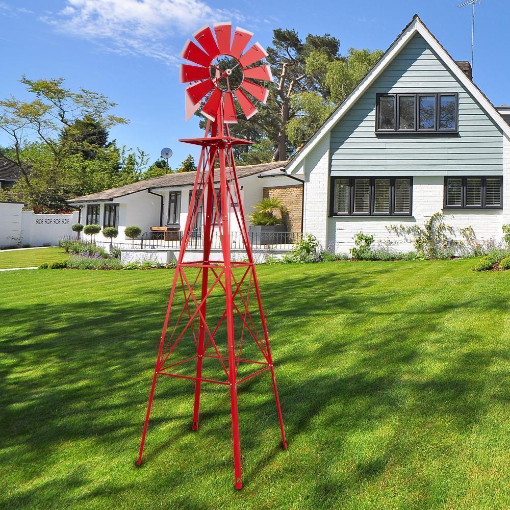 Image 13 - Windmill 8FT Yard Garden Metal Ornamental Wind Mill Weather Resistant Decoration