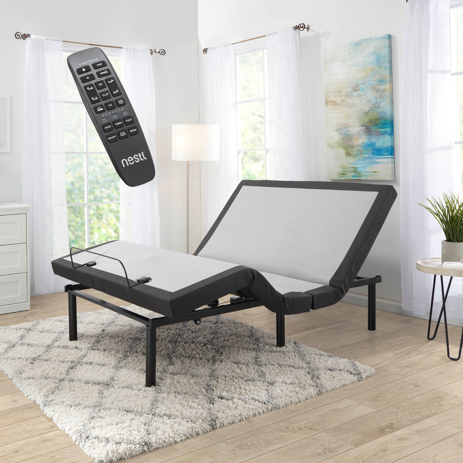 Image 1 - Adjustable Massage Bed Frame Base Wireless Remote USB Ports and LED Light