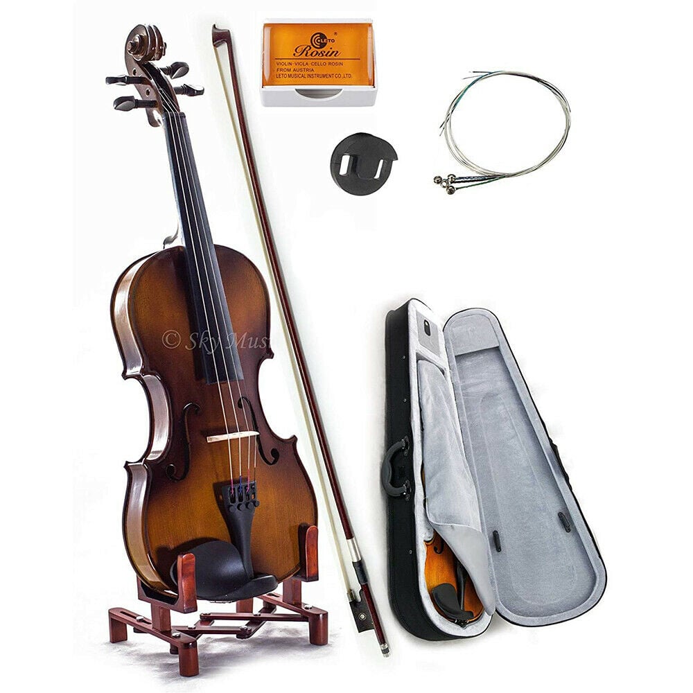 Image 1 - Solid Maple Spruce Wood Fiddle Violin 4/4 Full Size w Case Bow Rosin String