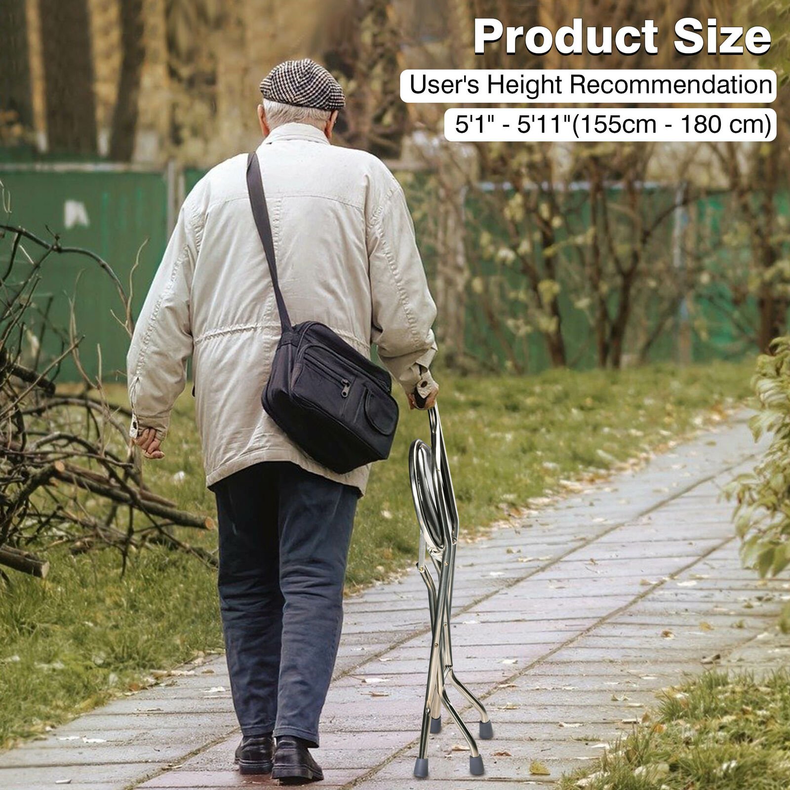 Image 21 - Yescom Medical Folding Walking Stick with Seat Portable Travel Cane Hiking Chair