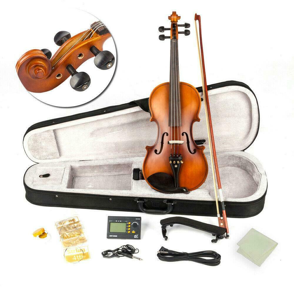 Image 11 - 4/4 Full Size Acoustic EQ Violin Fiddle with Bow Rosin Hard Case Matte