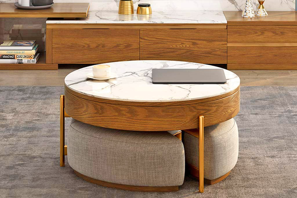 This Amazing Rising Coffee Table Has 3, Coffee Table With Seating Underneath
