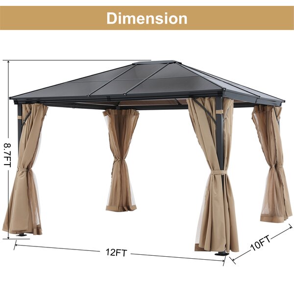 10 Ft. W x 12 Ft. D Aluminum Patio Gazebo