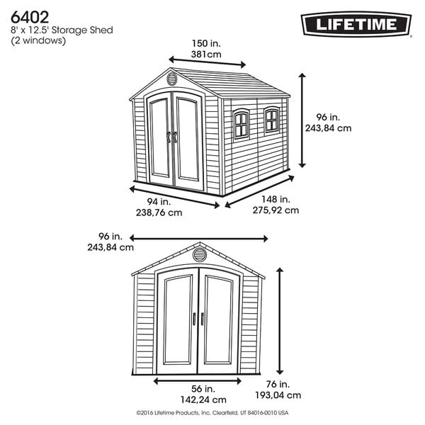 8 ft. W x 12.5 ft. D Plastic Storage Shed