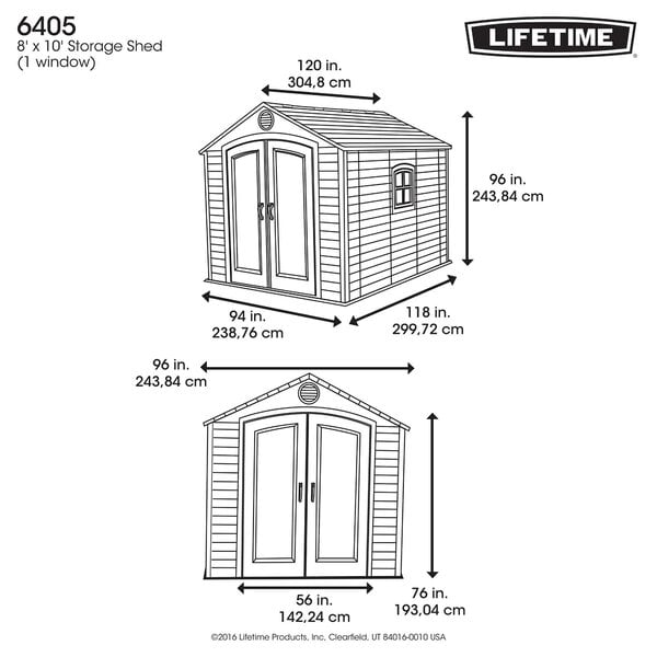 8 Ft. W x 10 Ft. D Plastic Traditional Storage Shed