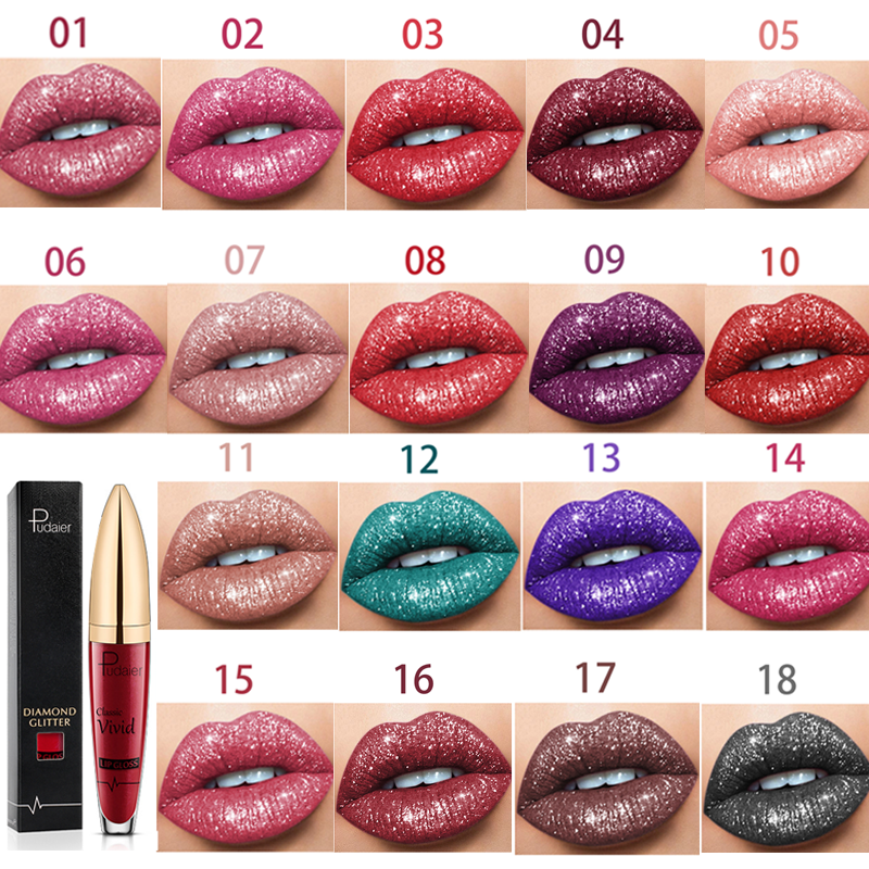 (?HOT SALE NOW-Buy 2 Get 1 Free) 18 Color Diamond Shiny Long Lasting Lipstick