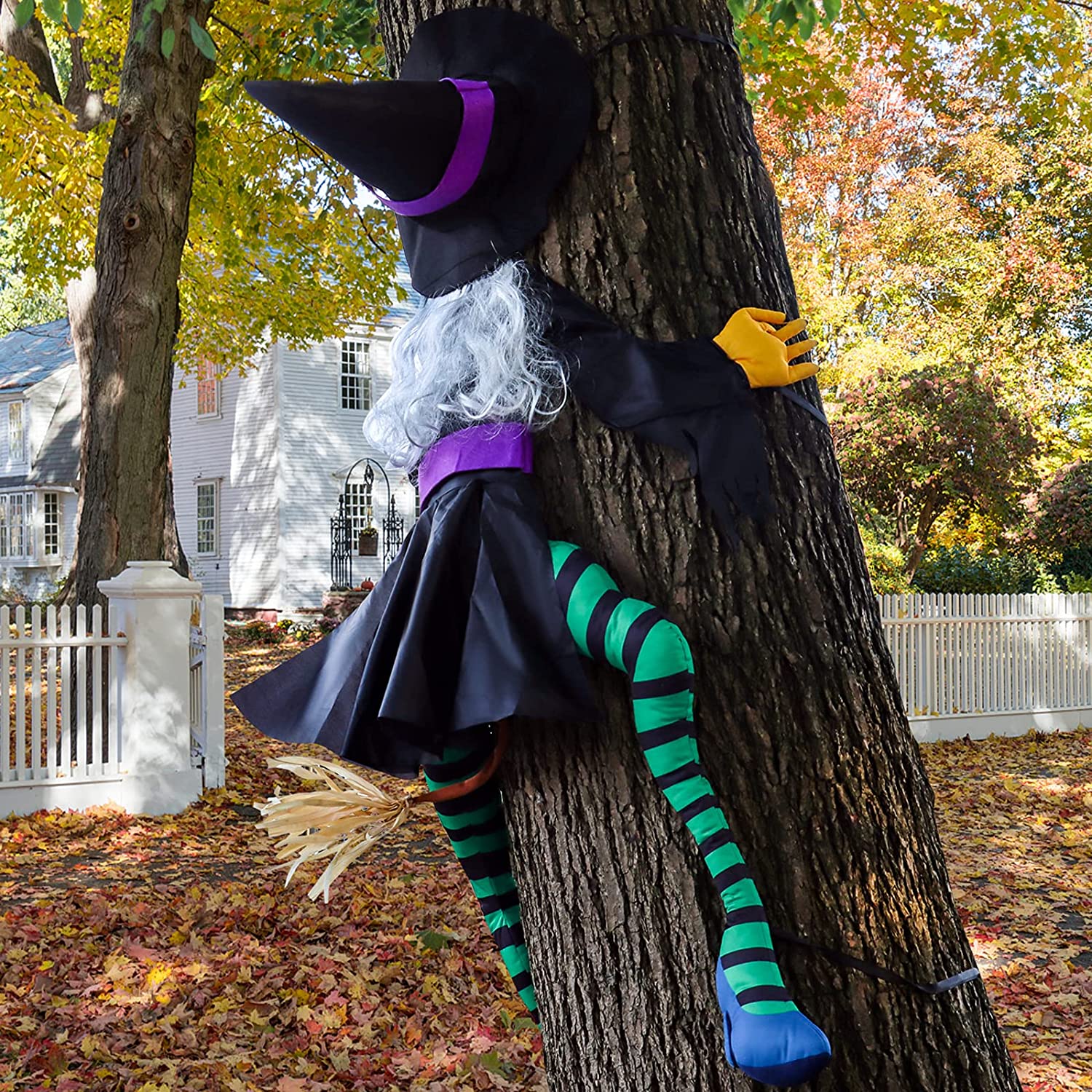 Large Crashing Witch into Tree Halloween Decoration