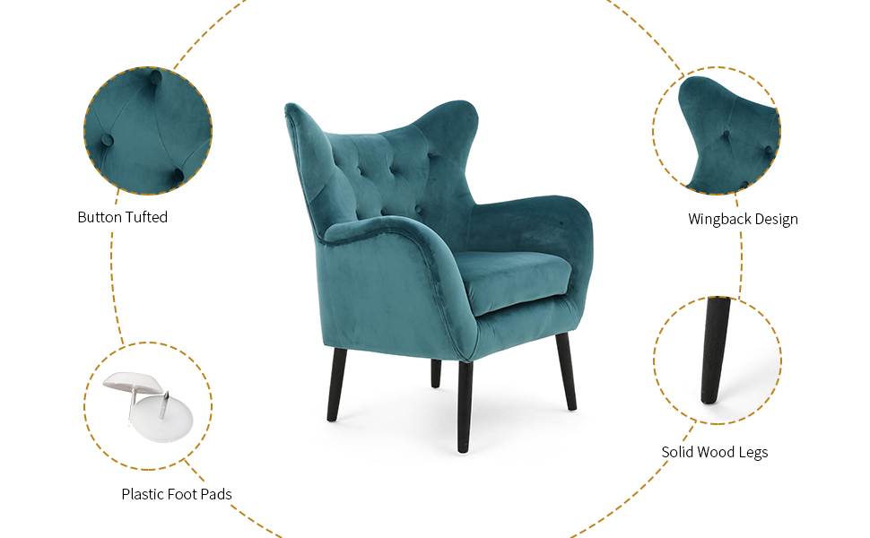 Danney 30 Wide Tufted Velvet Wingback Chair Buy One Get One Free Lidl