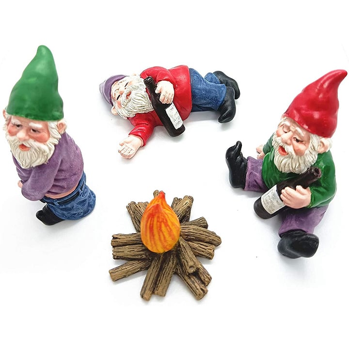 mini drunk garden gnome set