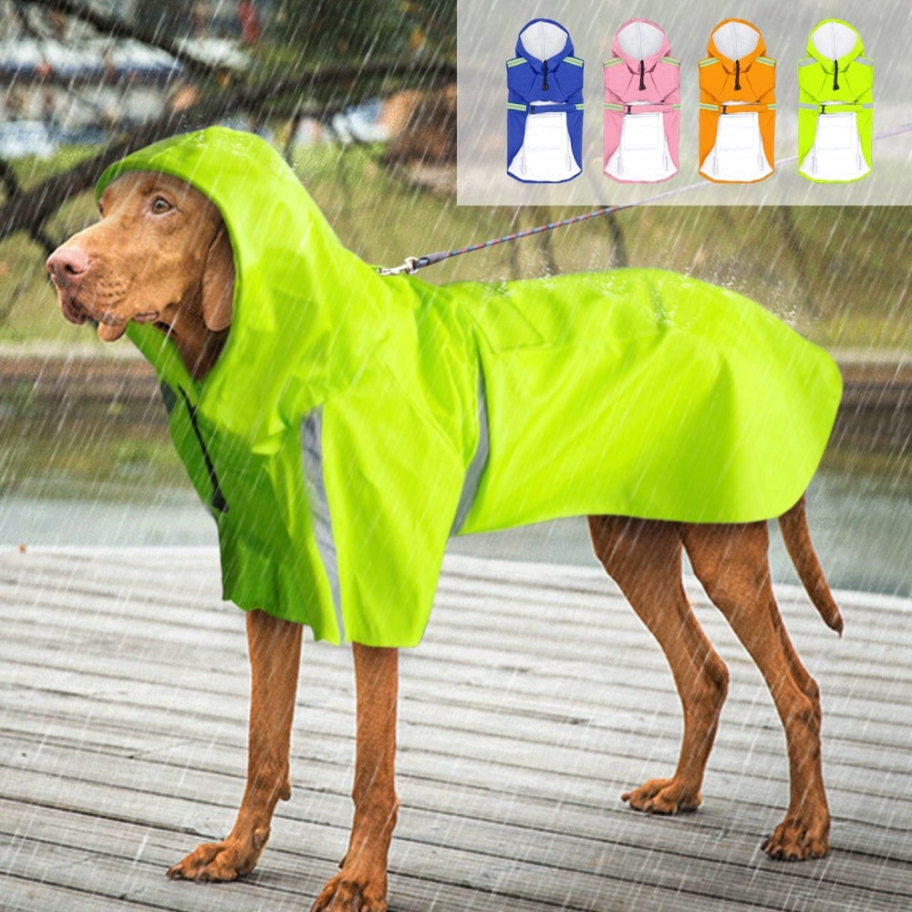 Reflective dog raincoat