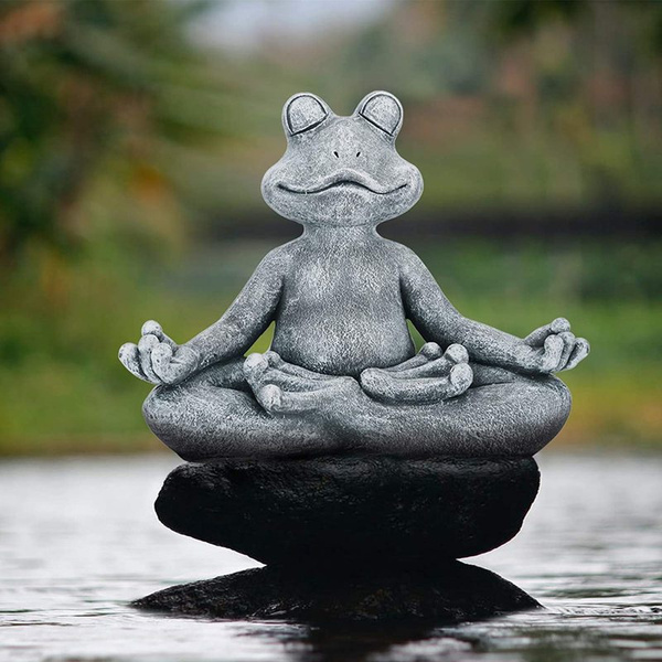 outdoor yoga frog statue