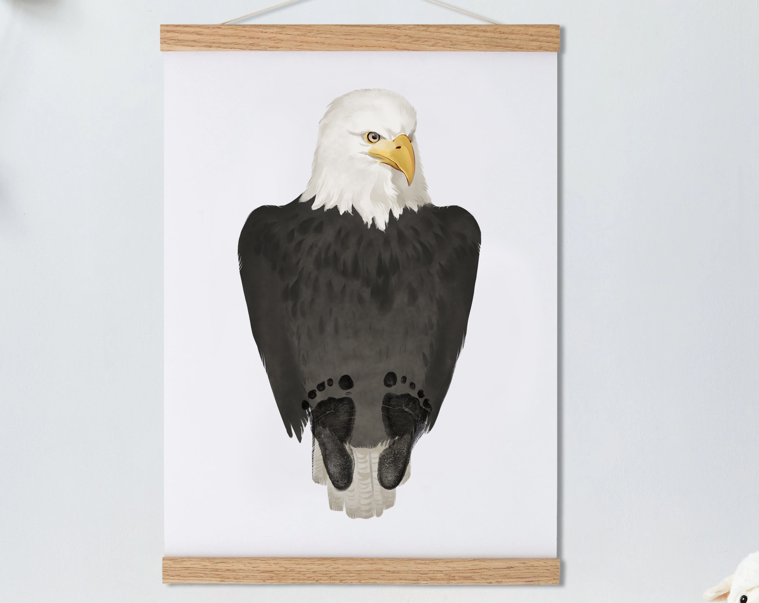 Baby Gift Personalized, Footprint Set, Mural Baby & Children's Room Animals, Bald Eagle🐾