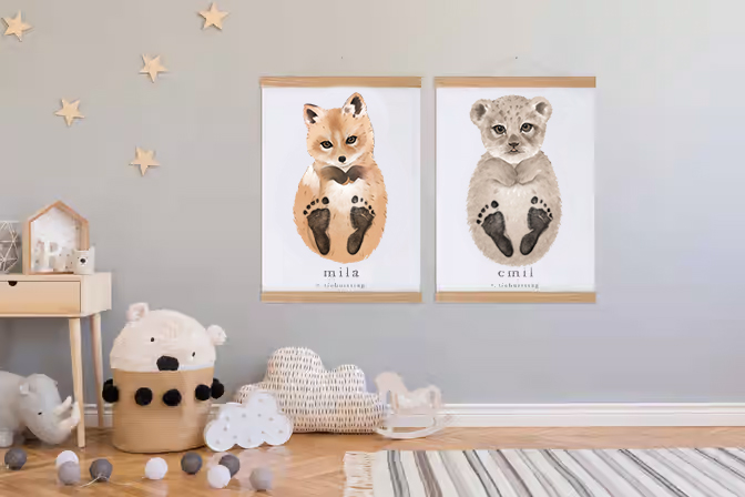 Deer, Baby Gift and Pets Gift Personalized,, Footprint Set, Mural Baby & Children's Room Animals, Deer Baby Gift-babyanimal