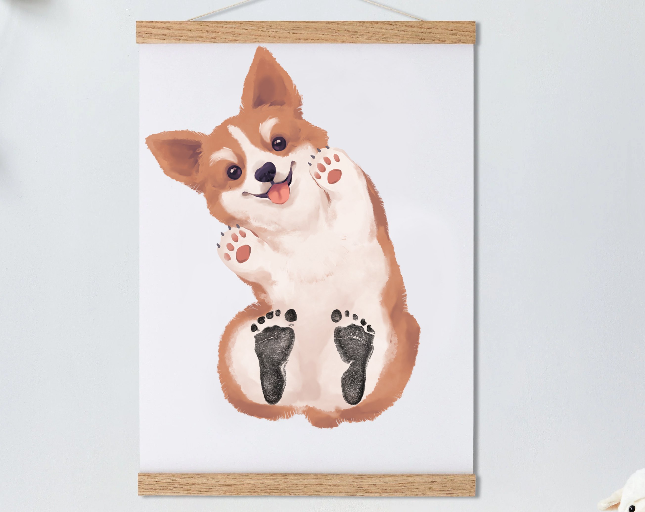 Corgi, Baby Gift and Pets Gift Personalized,, Footprint Set, Mural Baby & Children's Room Animals, Corgi Baby Gift-babyanimal