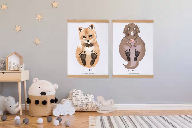 Dinosaur, Baby Gift and Pets Gift Personalized,, Footprint Set, Mural Baby & Children's Room Animals, Green Dinosaur🐾-babyanimal