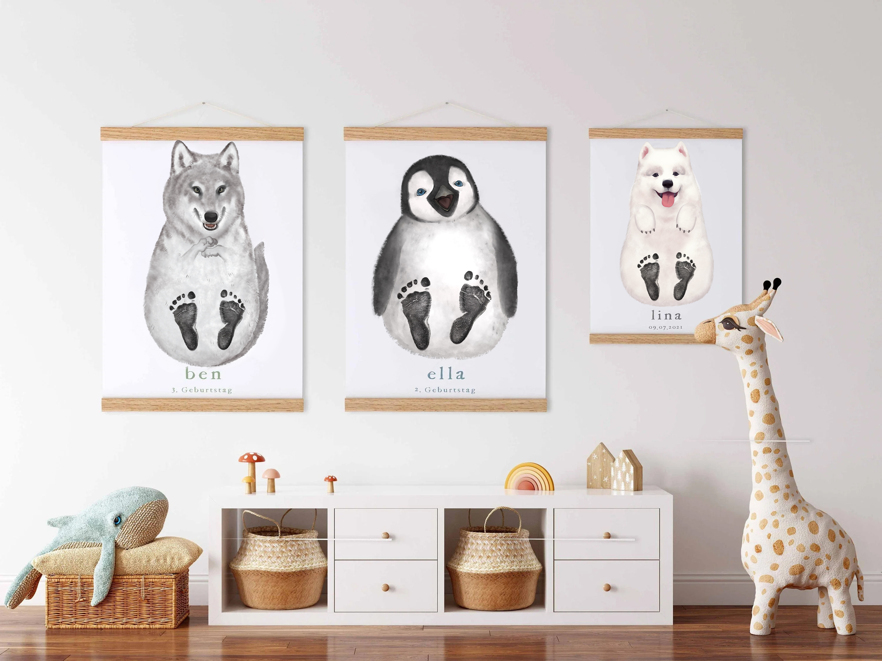 Wolf, Baby Gift Personalized, Footprint Set, Wolf 🐺-babyanimal