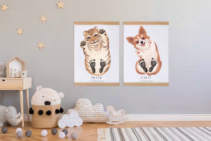 Corgi, Baby Gift and Pets Gift Personalized,, Footprint Set, Mural Baby & Children's Room Animals, Corgi Baby Gift-babyanimal