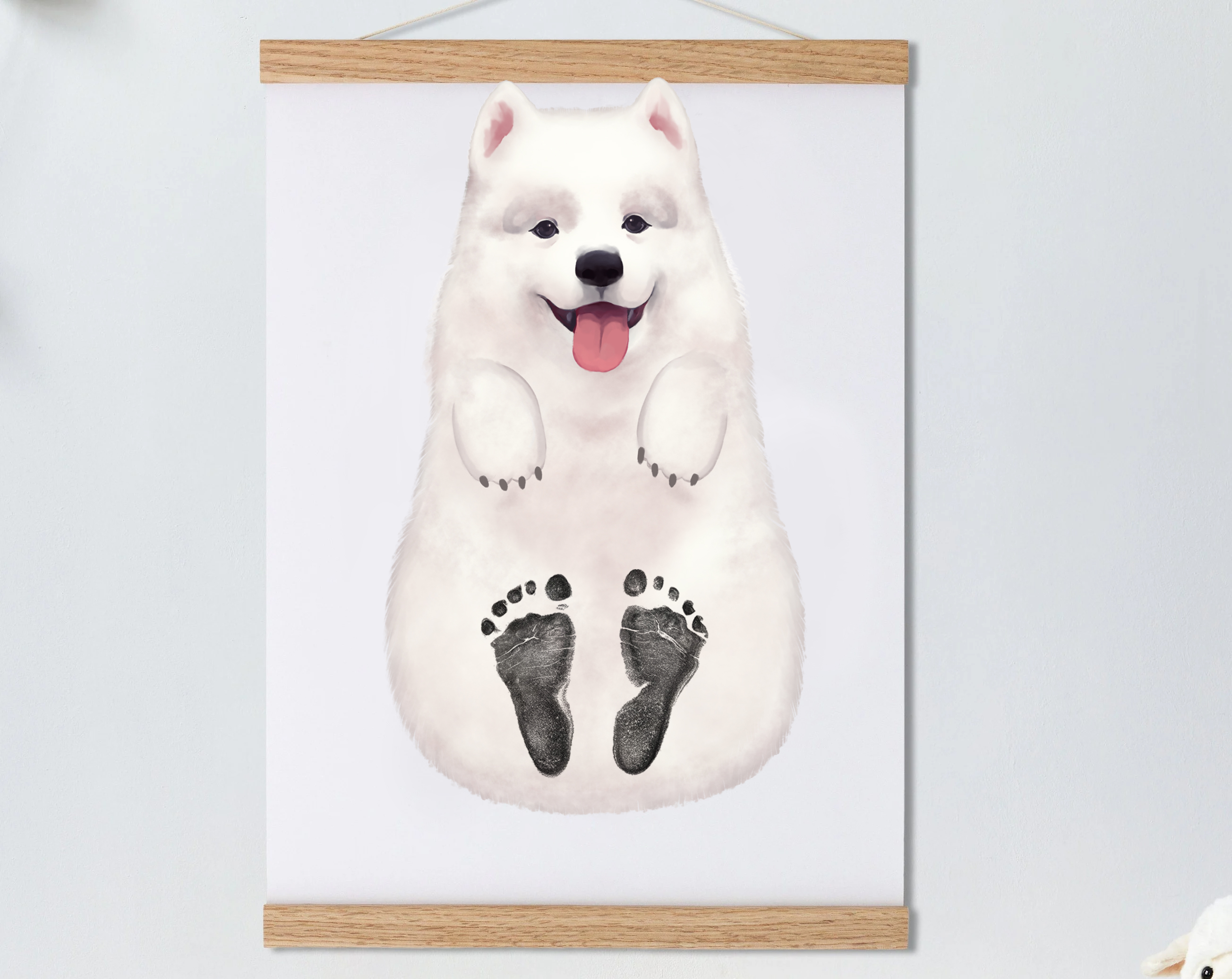 Baby Gift Personalized, Footprint Set, Mural Baby & Children's Room Animals, Samoyed🐶-babyanimal