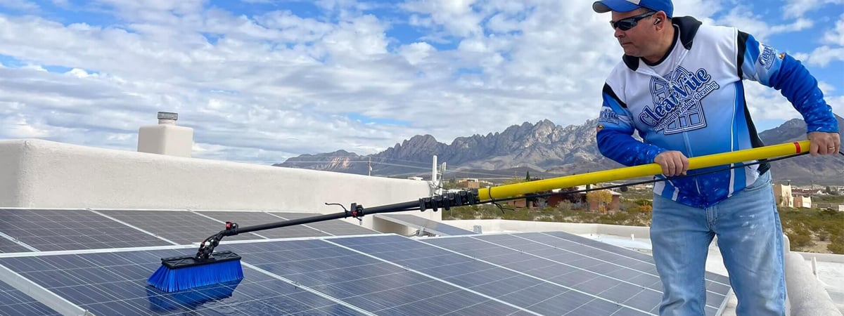 Solar panels cleaning water filter system