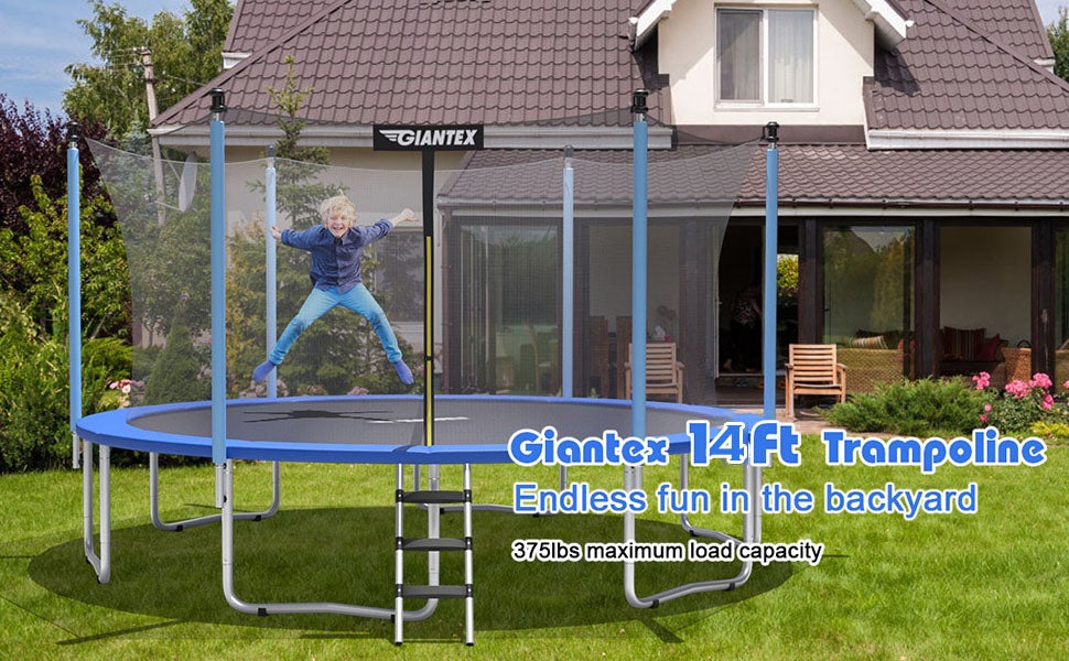 14 Ft Outdoor Trampoline Combo Bounce with Enclosure Net and Ladder