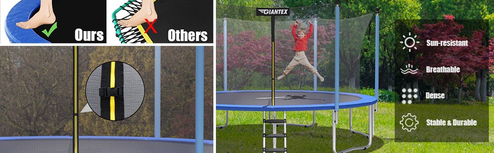 14 Ft Outdoor Trampoline Combo Bounce with Enclosure Net and Ladder