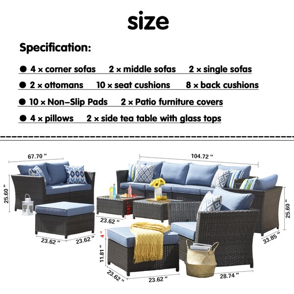 Wicker/Rattan 8 - Person Seating Group with Cushions